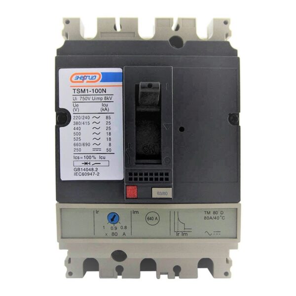 Автоматический выключатель TSM1-100N 3P 80A 25кА ЭНЕРГИЯ